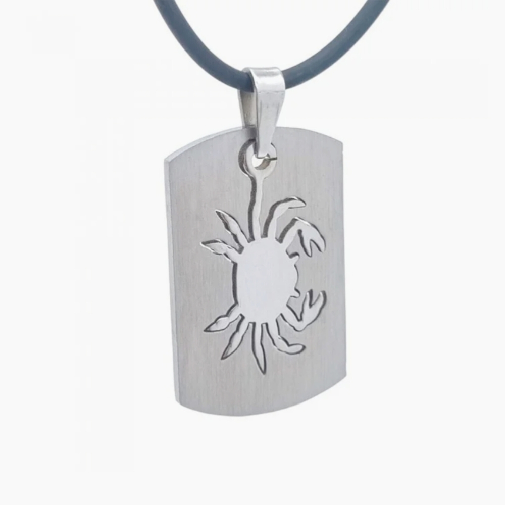 Cancer Crab Cutout Silver Pendant Necklace